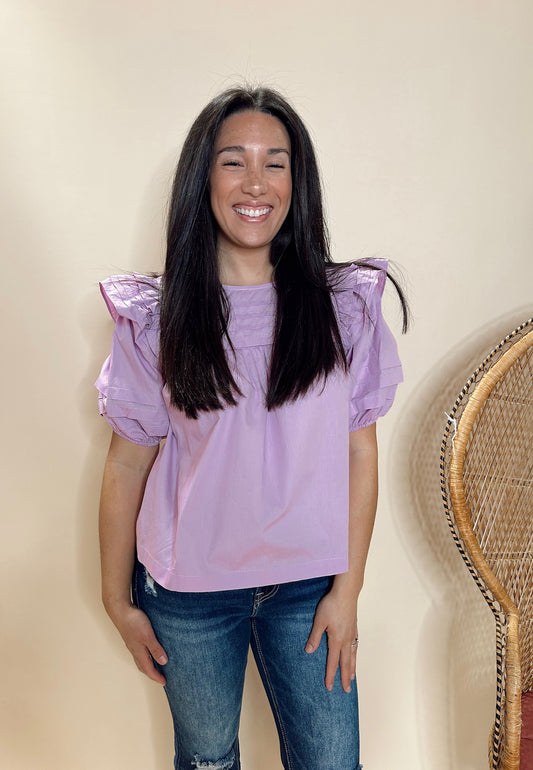 Pictuck Woven Top - Lilac